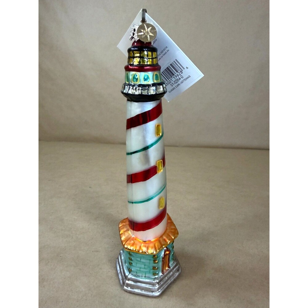 Christopher Radko Glass Christmas Ornament "Cape Classic" Lighthouse Tag and Box